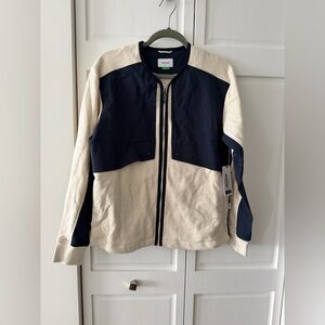 Vallier NWT Unisex XS Navy Cream Colorblock Zip Jacket Cotton Canadian brand